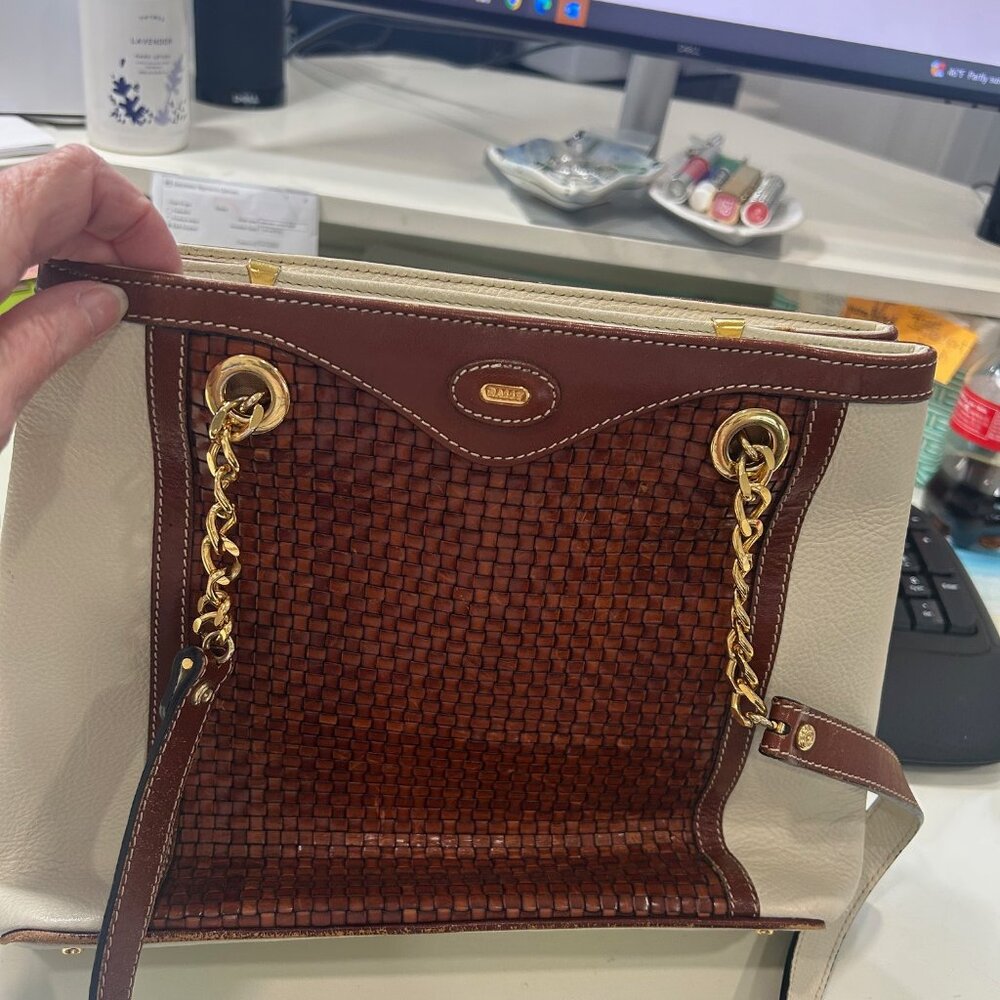 BALLY Bag - Two Tone tan with brown weaving -